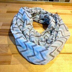 Beautiful mint green/taupe infinity scarf, excellent condition chevron design